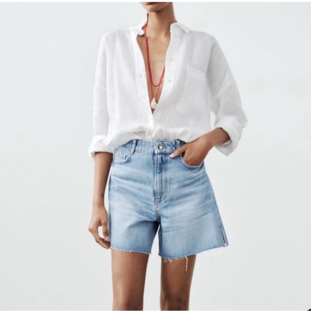 Zara Boyfriend Bermuda Jean Shorts